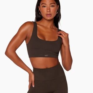 SET Active Chocolate Brown Espresso Sculp Flex Ribbed Sports Bra